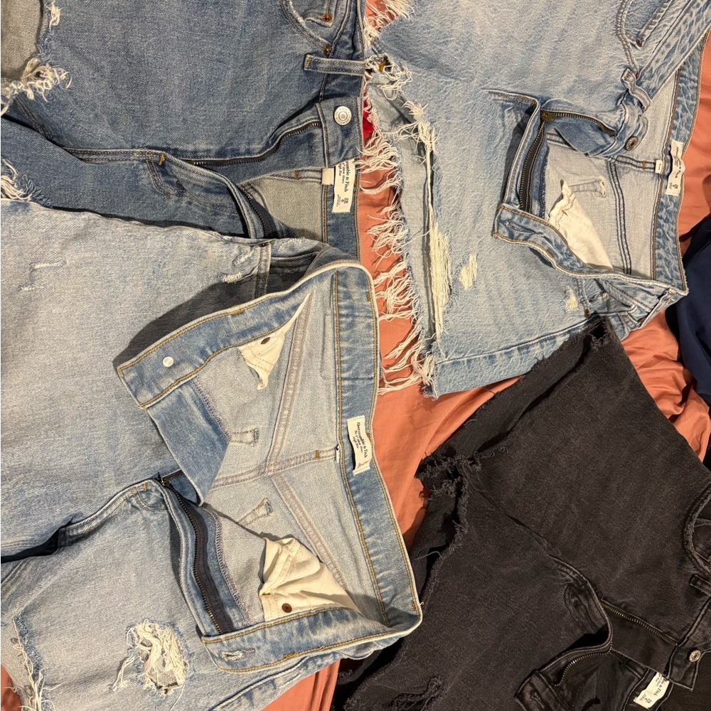 Abercrombie & Fitch Blue and Black Jean Shorts
